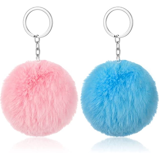 2 piezas pompones llaveros esponjosos JAMW llavero suave relleno accesorio para niñas mujeres Sencillez