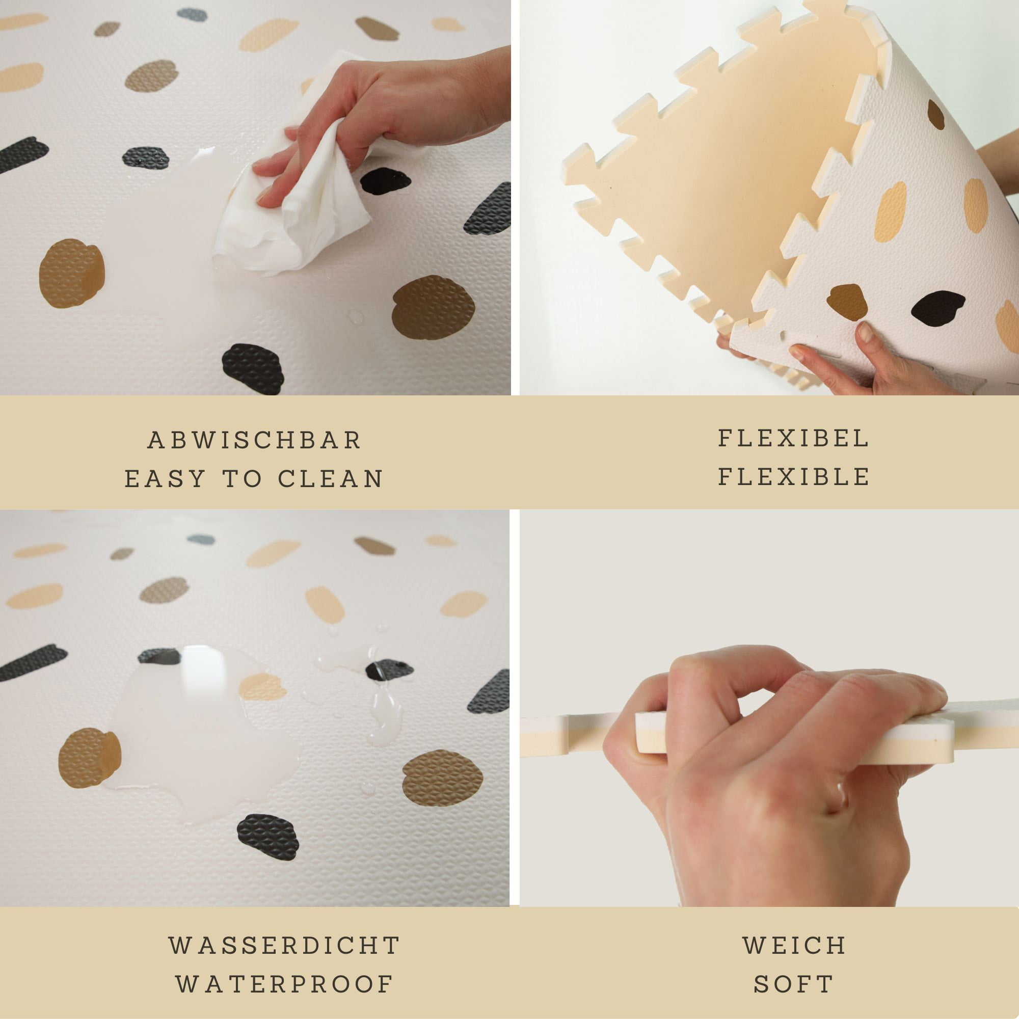 Hakuna Matte: Stylish Baby Play Mat: Confetti & White Design - 72x48', 6 XXL Foam Floor Tiles, Thick Puzzle Mat For Crawling, Tummy Time, Playpen