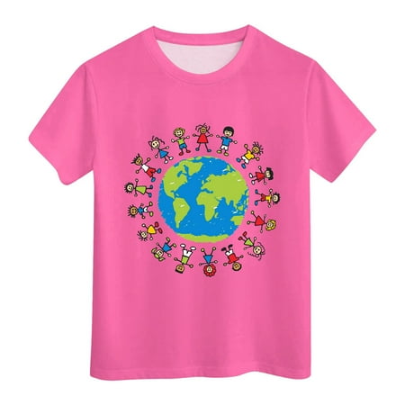 

Kids Summer Comfortable Breathable Short Sleeve Tops Children Earth Cartoon Printed Children s Day Clothing Olive Top Long Sleeve Shirt Boys Boy Short Pack Kids Polyester Shirt Kid Tee Shirt Boy Boy