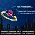 thumbnail image 2 of Gem Stone King 18K Yellow Gold Plated Silver Pink Created Sapphire and Black Onyx Engagement Ring for Women | 1.16 Cttw | Oval 7X5MM | Gemstone September Birthstone | Size 6, 2 of 6