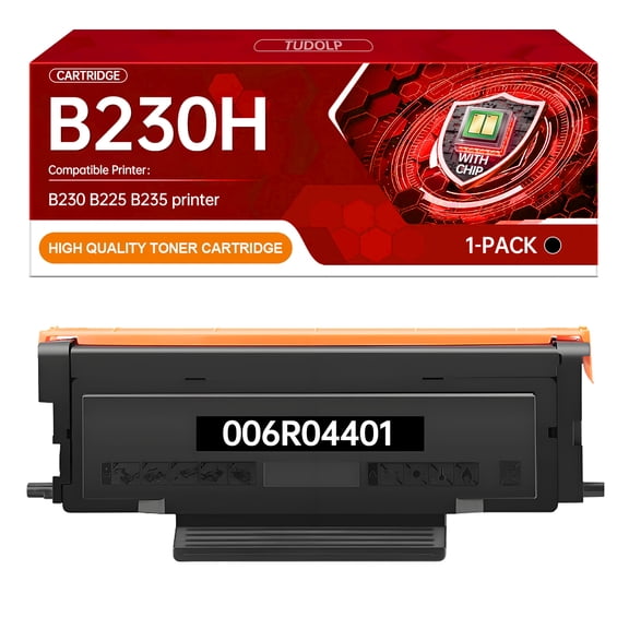 TUDOLP B230H B230 Black Toner Cartridge 6000 Page (with Chip)Compatible with Xerox B225 B235 B230 Toner Cartridge Replacement for B230 B225 B235 Printers 006R04401 006R04400 B225H B235H(Black 1-Pack)
