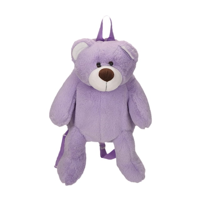 Mochila de oso de peluche, mochila bonita y suave a la moda para adolescentes y niñas universitarias Púrpura