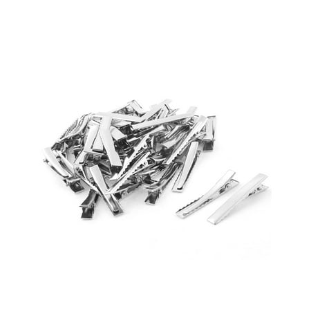 Hair Silver Unique Bargains Women 4.5cm Long Metal DIY Craft Alligator Pattern Hair Clip Barrette Silver Tone 50pcs ()