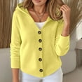 thumbnail image 2 of Fall Cardigans for Women Hooded Sweater Soft Knit Button Up Long Sleeve Cardigan Yellow M, 2 of 5