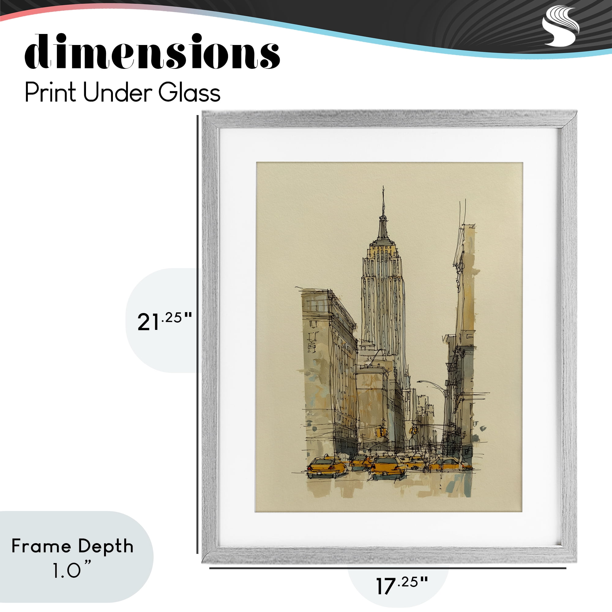Stupell Industries NY City Lines Contour Gray Framed Print Under Glass, design by Svetlana Aleynikova