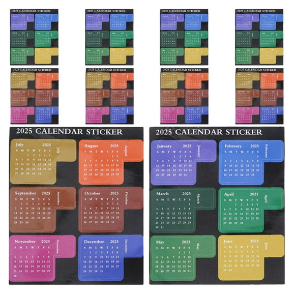 10 hojas de pegatinas autoadhesivas para planificador mensual 2025, etiquetas de calendario, pestañas de índice mensuales, marcadores de fecha para diarios y cuadernos de bricolaje