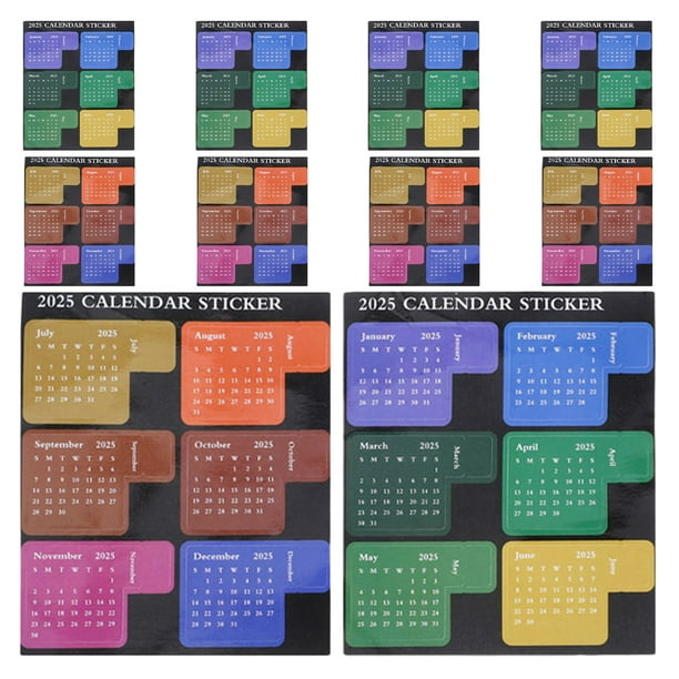 10 hojas 2025 pegatinas de planificación mensual etiquetas de calendario autoadhesivas pestañas de índice mensual marcadores de fecha para cuadernos de revistas DIY