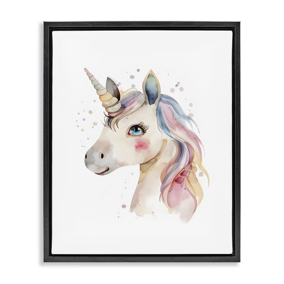 Stupell Industries Dreamy Pastel Unicorn Black Framed Floater Canvas Wall Art, design by LSR Design Studio