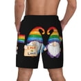 thumbnail image 2 of Lsque Mens Swim Trunks Happy Pride Gnome Pattern - Bathing Suit Compression Liner - Beach Swim Shorts Swimwear - (S-3XL) - Stretch Quick Dry -XX-Large, 2 of 9