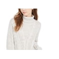 thumbnail image 2 of Crave Fame Juniors' Turtleneck Cable Knit Sweater Silver Size Extra Large, 2 of 3