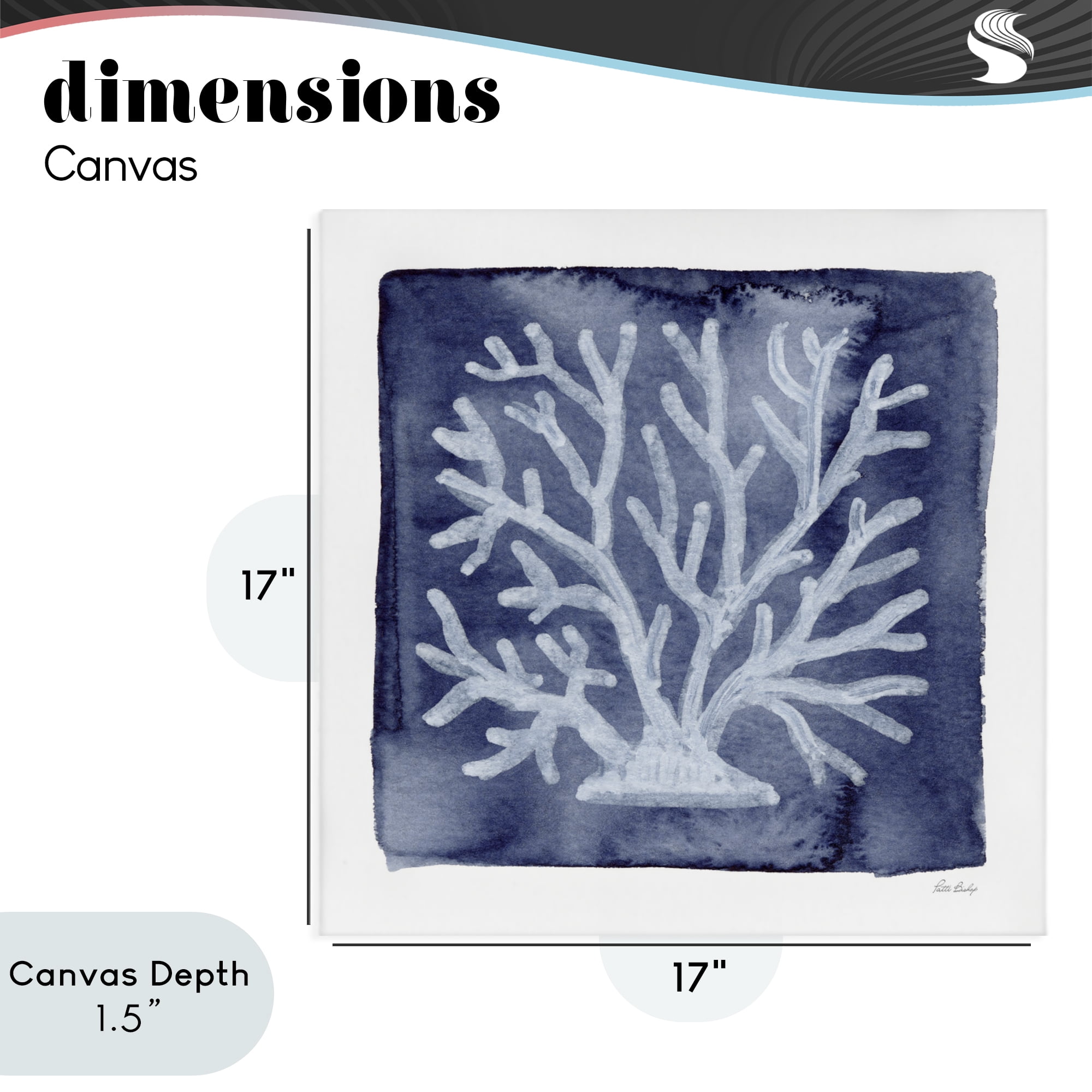Stupell Industries White Coral on Indigo Canvas Wall Art, design by Patti Bishop