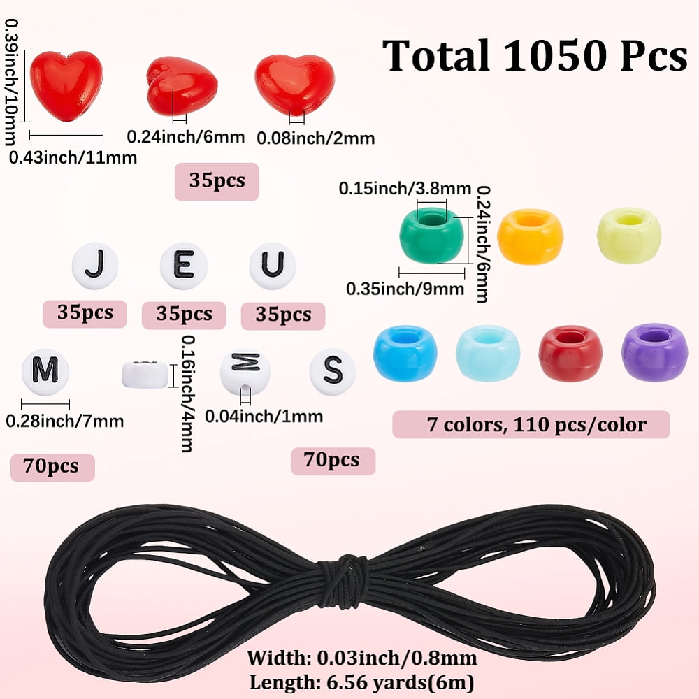 DIY Bracelets Making Kit Including Plastic & Acrylic Beads Polyester Elastic Cord Mixed Color 6x6mm Hole: 3.8mm