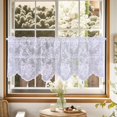 thumbnail image 4 of Homey Sheer Embroidered Pink Flowers Leaves Vine Window Treatment Valance Great for Kitchen Bedroom (White, 52Wx18L), 4 of 7