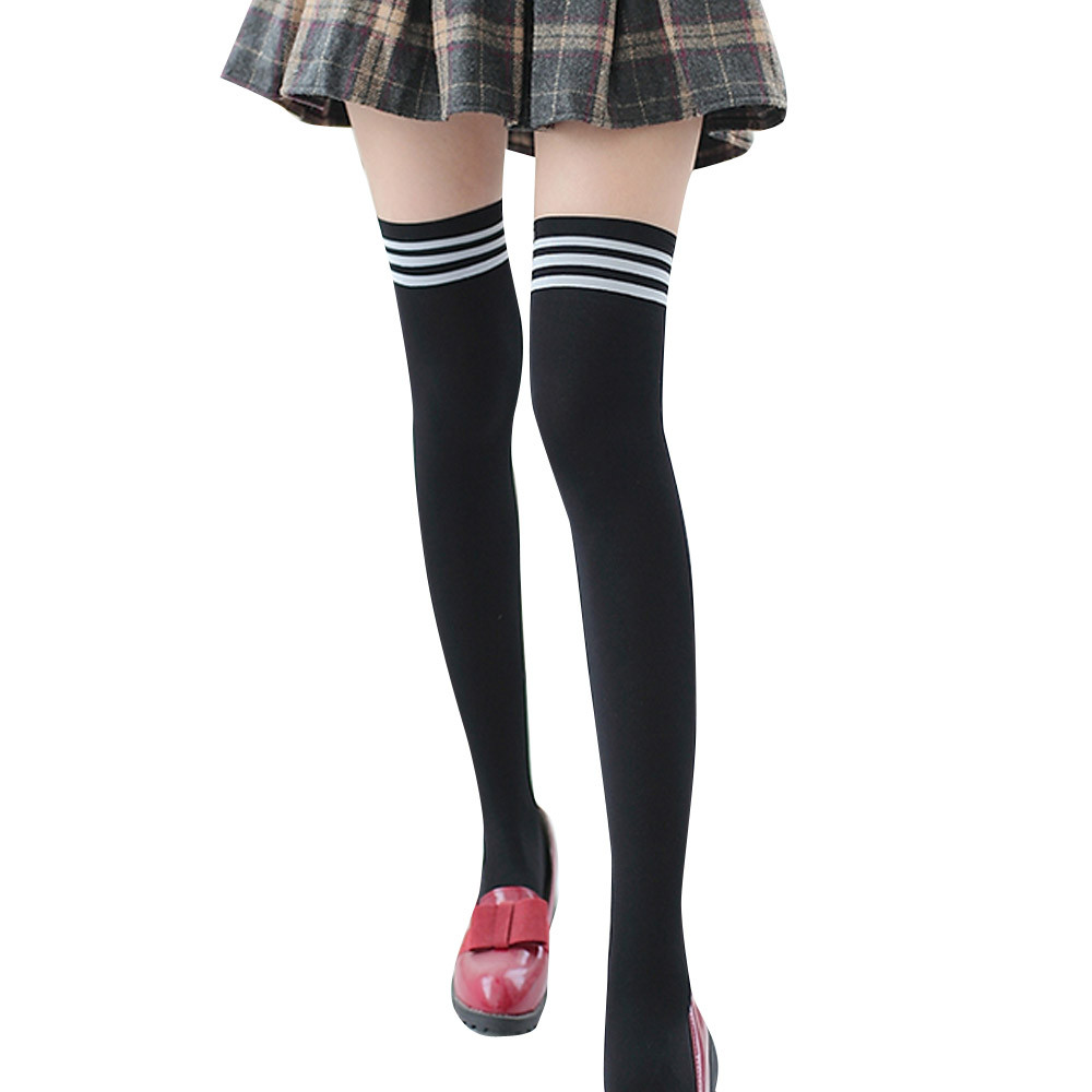 Womens Girls Long Stripe Socks Over Knee Thigh Socks Striped Stockings 1 Pair