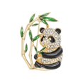 thumbnail image 1 of Broche de bambú TQEHS con forma de panda de cristal y aleación estilo art déco, 1 of 6