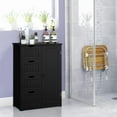 thumbnail image 3 of GLACER Bathroom Floor Cabinet, Multifunctional Storage Cabinet with 4 Drawers and 1 Door, Wooden Side Storage Organizer for Bathroom, Living Room or Kitchen, 22 x 12 x 32 inches (Black), 3 of 13