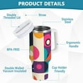 thumbnail image 2 of Yayeee 30oz Stainless Steel Tumbler with Straw and Handle Double-Wall Insulated Travel Water Bottle, Pink Geometric, 2 of 8