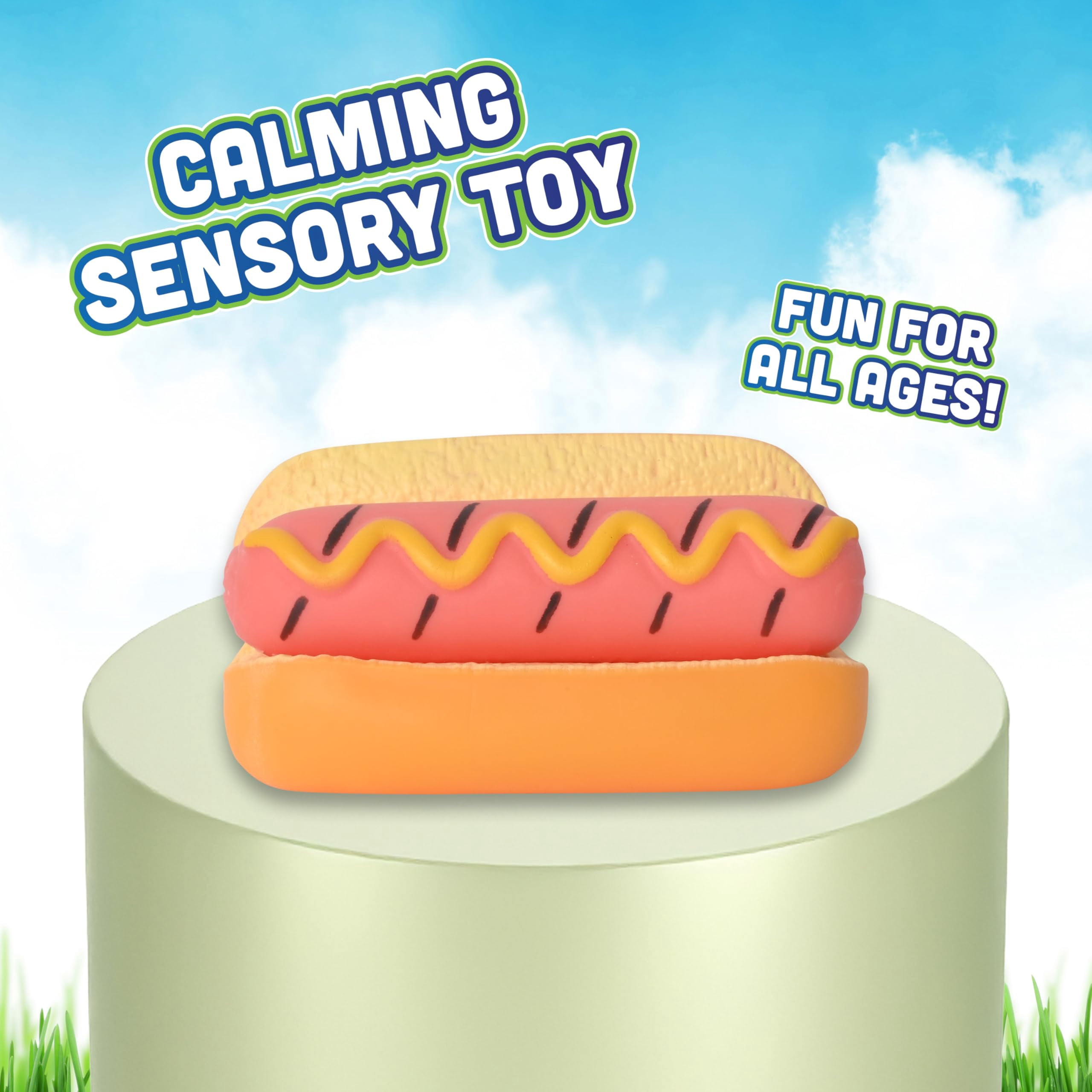 Squishies Jumbo Hot Dog Squishy Tool, Squeezy Two-Piece Therapy Gag Gift for Adults (1 Pc)