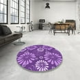 thumbnail image 3 of Ahgly Company Indoor Round Patterned Heliotrope Purple Area Rugs, 3' Round, 3 of 6