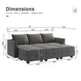 thumbnail image 3 of HONBAY Canapé Sectionnel Convertible en Velours avec Lit et Rangement pour Ensembles de Meubles de Salon, Gris Perle, 3 of 7