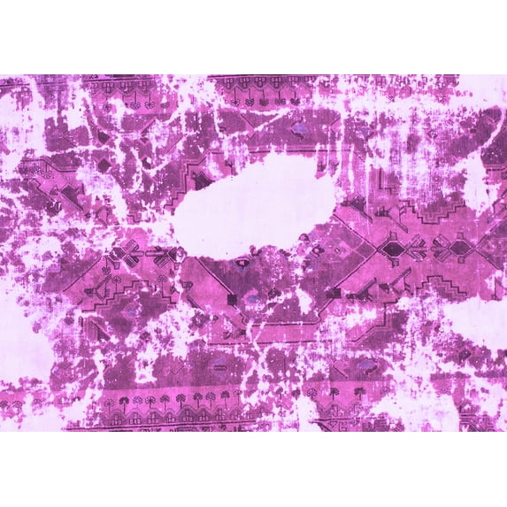 Ahgly Company Indoor Rectangle Abstract Purple Modern Area Rugs, 6' x 9'