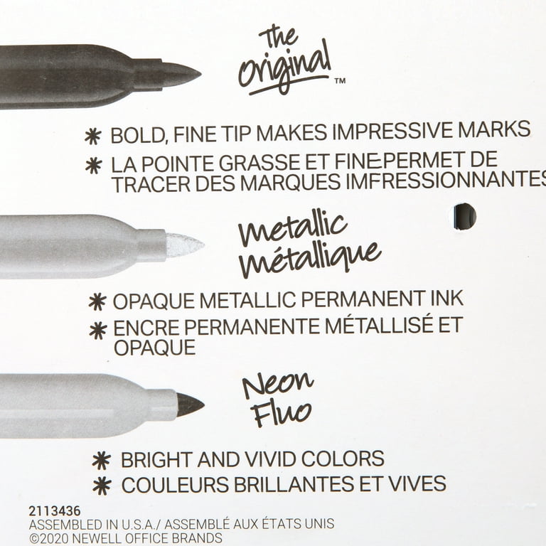 Sharpie Fine Point Permanent Markers, Assorted Colors, 3/Pack - 071641301733