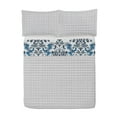 thumbnail image 2 of Vintage Reversible Bedspread Set, Floral Retro Style Blossoming Pattern Leafs Spiraling Entangled Design of Artwork, Pillow Shams & Comforter Microfiber Bedding Set, 3 Sizes, Sea Blue, by Ambesonne, 2 of 2