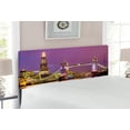 thumbnail image 2 of London Headboard, Tower Bridge in London at Night Historical Cultural Monument Europe British Urban, Upholstered Decorative Metal Bed Headboard with Memory Foam, Full Size, Purple Yellow, by Ambesonne, 2 of 4