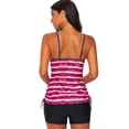 thumbnail image 3 of Women Red/Blue/Rosy/Green Print Tankini Swimwear, 3 of 5