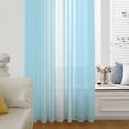 thumbnail image 6 of Aqua White Stripe Sheer Curtains 63 Inches Long, Modern Rustic Vertical Striped Light Filering Curtains, Breathable Simi Curtain Privacy Drapes for Living Room Bedroom Lightweight Window Treatment, 6 of 9