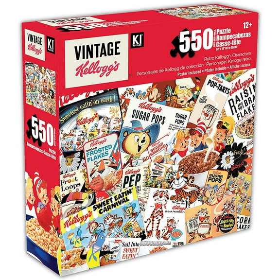 Retro Kellogg's Characters 550 Piece Puzzle for Adults Vintage Advertising Collage, 24x18 inch Jigsaw by KI Puzzles