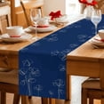 thumbnail image 5 of Navy Blue Flowers Table Runner - 120 Inch Long Rustic Abstract Floral Simple Art Cotton and Linen Blended Dress Scarves Farmhouse Table Runner for Kitchen Dining, Coffee Table, 13" x 120", 5 of 8