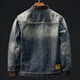 thumbnail image 3 of Chaqueta vaquera de lana con cremallera y cuello levantado para hombre, chaqueta informal británica ajustada negra para motocicleta, chaqueta de béisbol para hombre, abrigo vaquero 2024, 3 of 5
