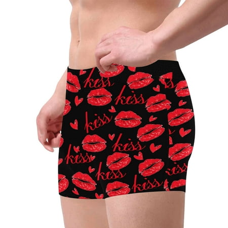 

Gyouwnll Men s Funny Print Mid High Waist Panties Physiological Panties Boxer Briefs Boxers Red XL
