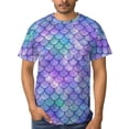 thumbnail image 4 of LAOLIUSN Men’s All Over Print Scale Pattern T-Shirt, Mermaid Dragon Scales Graphic Tee, Short Sleeve Crewneck,Sizes S-4XL, 4 of 7