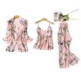 thumbnail image 2 of Audhol Robe Sets for Women Satin Silk Pajamas Women Nightdress Robes Underwear Sleepwear Floral Pajamas for Women Set Beige L, 2 of 8