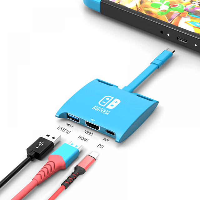 Apto para Nintendo Switch 3 en 1 Estación de acoplamiento HDMI de alta definición Consola de videojuegos conectada al televisor Convertidor de vídeo