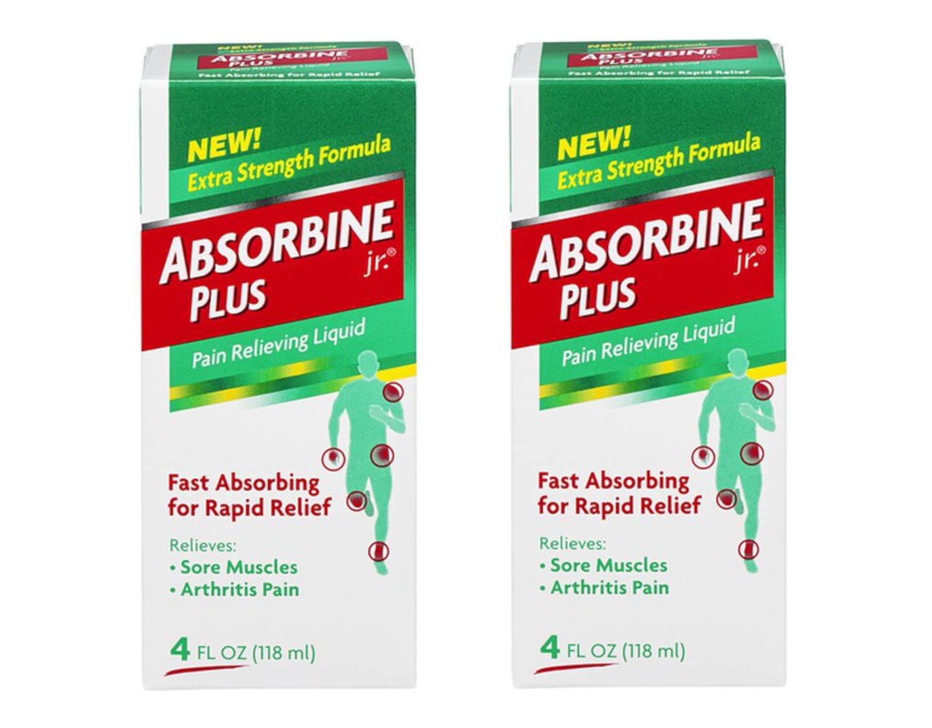 2 Pack Absorbine Jr. Plus Extra Strength Pain Relieving Liquid 4 oz