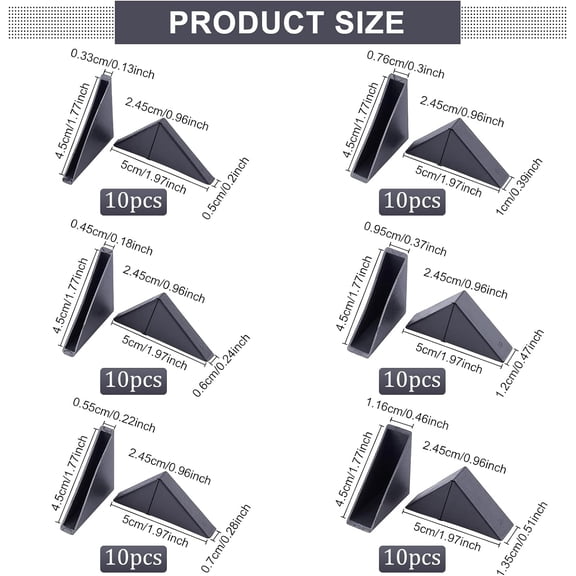 1bag 60pcs Triangle Corner Protector 6 Sizes Plastic Glass Table Shelf Corner Guards Black Mirror Corner Covers Proofing Edge Protector