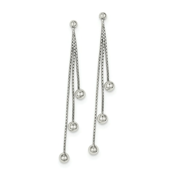 925 Sterling Silver Polished Bead Post Long Drop Dangle Earrings 57x4mm Wide Dangle Earring for Women