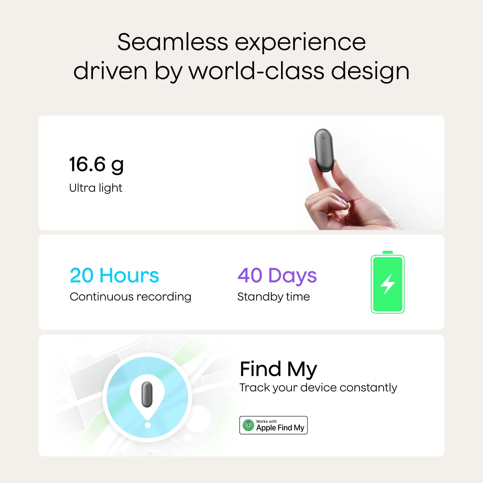 PLAUD NotePin AI Voice Recorder, App Control, Transcribe & Summarize, 112 Languages, 64GB Memory, Audio Recorder for Lectures/Meetings, 20H Record, 23g