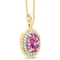 thumbnail image 3 of Gem Stone King 14K Yellow Gold Pendant with Chain Pink Moissanite Diamond (1.53 Cttw), 3 of 5