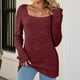 thumbnail image 4 of Puntoco Blusa regular sólida de manga larga con cuello cuadrado sexy de invierno para mujer Puntoco Puntoco-596, 4 of 5
