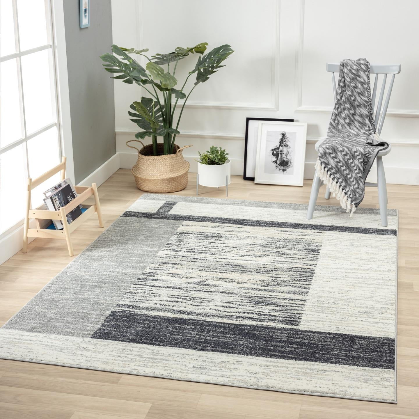 Luxe Weavers Modern Farmhouse Geometric 8x10 Gray Area Rug for Living Room