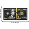 thumbnail image 6 of HFDF 100 Money Wall Art Black Gold Dollars Bill Canvas Patgs Posters and Posters spirational Wall Pictures for Bathroom Guest Room Game Room Wall Hang Large Wooden Art Prt- 24x16inch Framed, 6 of 6