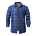 thumbnail image 2 of BXINGOHAI Men's Flannel Jacket Plaid Sherpa Lined Flannel Shirt Snap Button Warm Winter Jackets Pockets Blue 2XL, 2 of 5