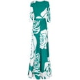 thumbnail image 2 of Bon Rosy, Women's, 3/4 Sleeve V-Neck Printed Maxi Faux Wrap Dress, Green Ivory, S, 2 of 3