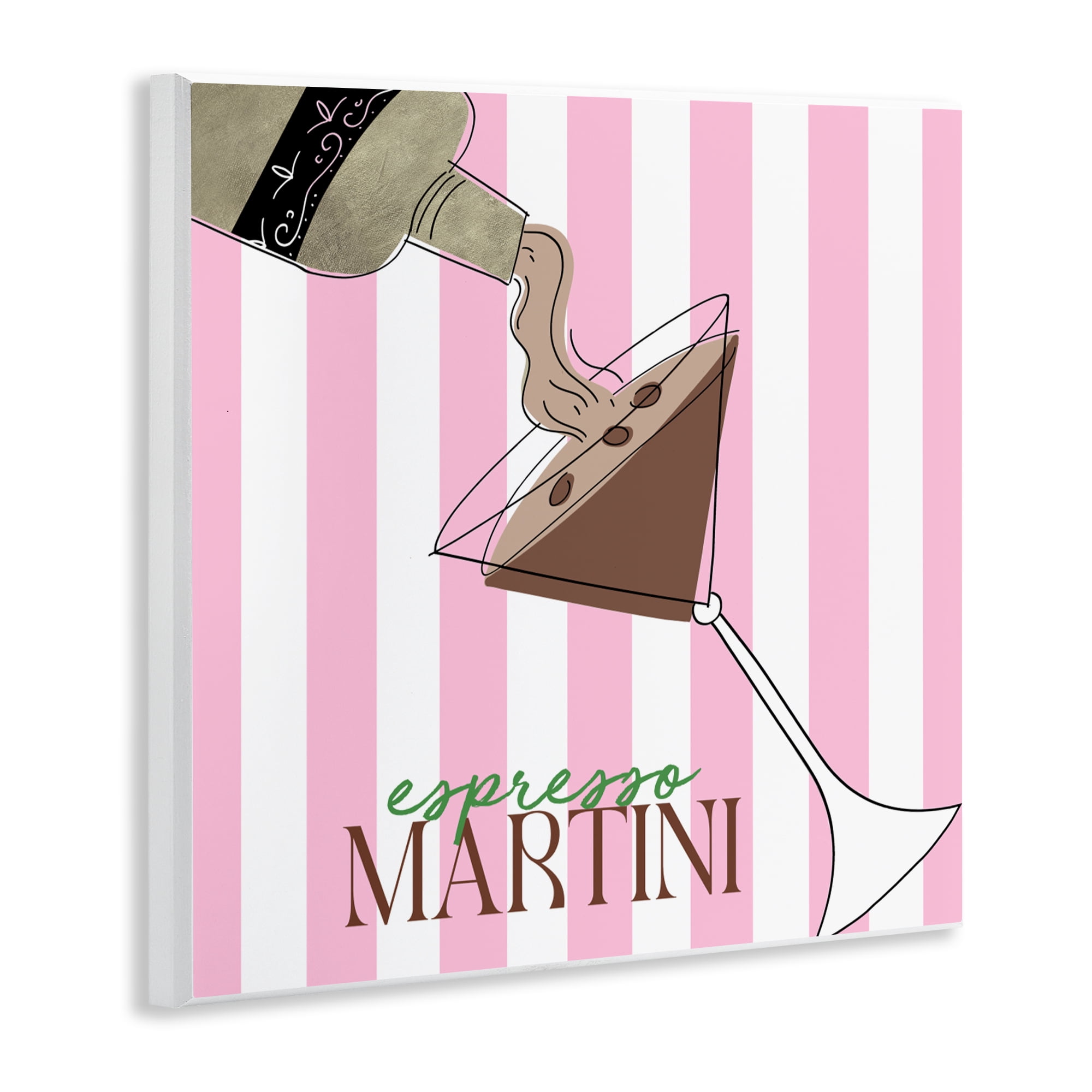 Stupell Industries Espresso Martini Pink Stripes Wall Plaque Art, design by Deidre Mosher