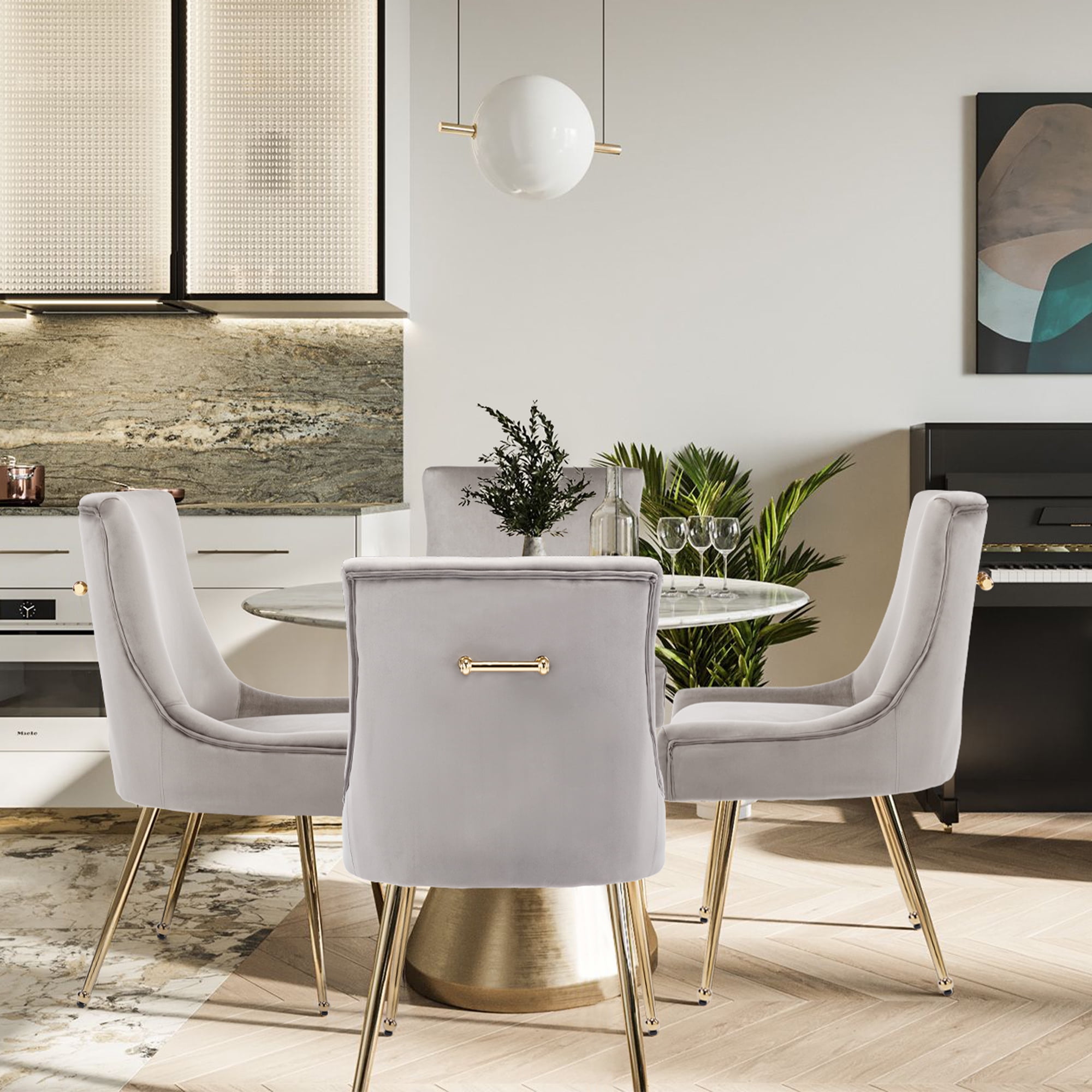 Foredo Velvet Dining Chair Set of 2, Upholstered Modern Dining Chair