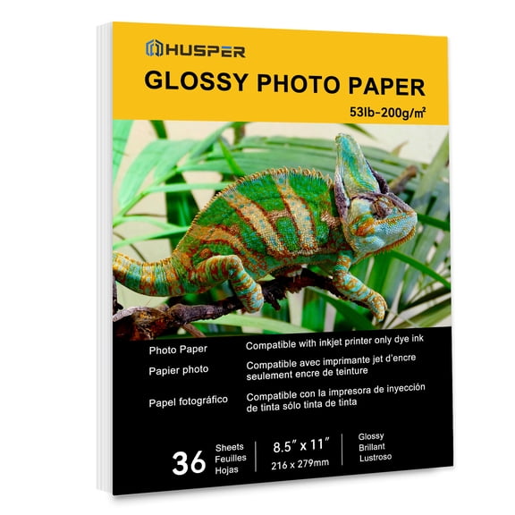 Glossy Inkjet Photo Paper 36 Sheets 8.5x11 Inches 53lb Professional Photographic Paper Compatible with Dye Ink Printer 200GSM Instant Dry